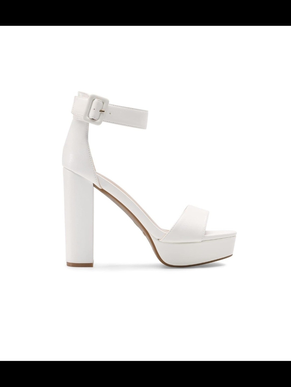Dream Pairs White Platform Block Heel Sandals with Ankle Buckle